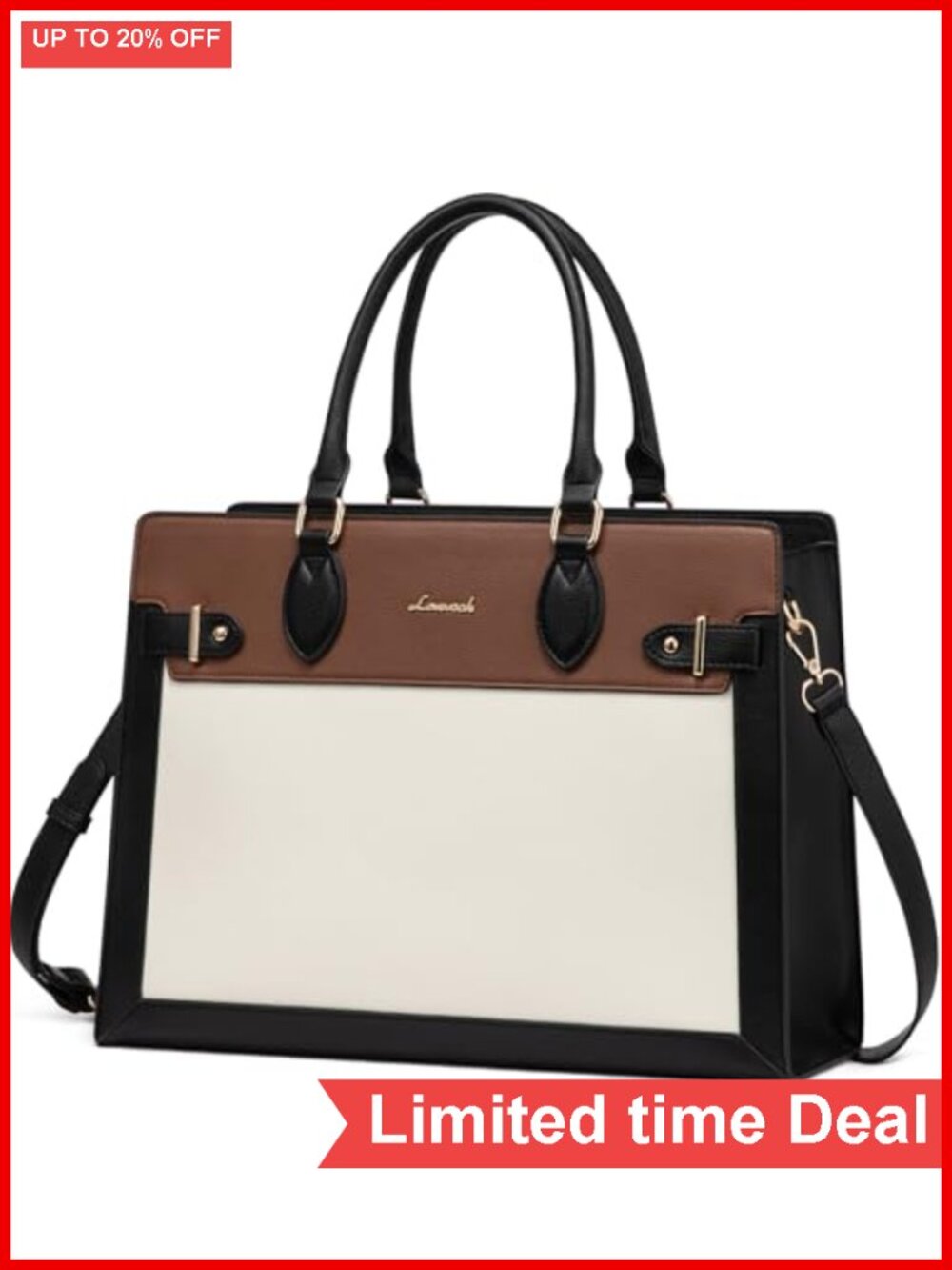 Women's 15.6 Inch Laptop Tote Bag PU Leather Business Work Briefcase Shoulder
